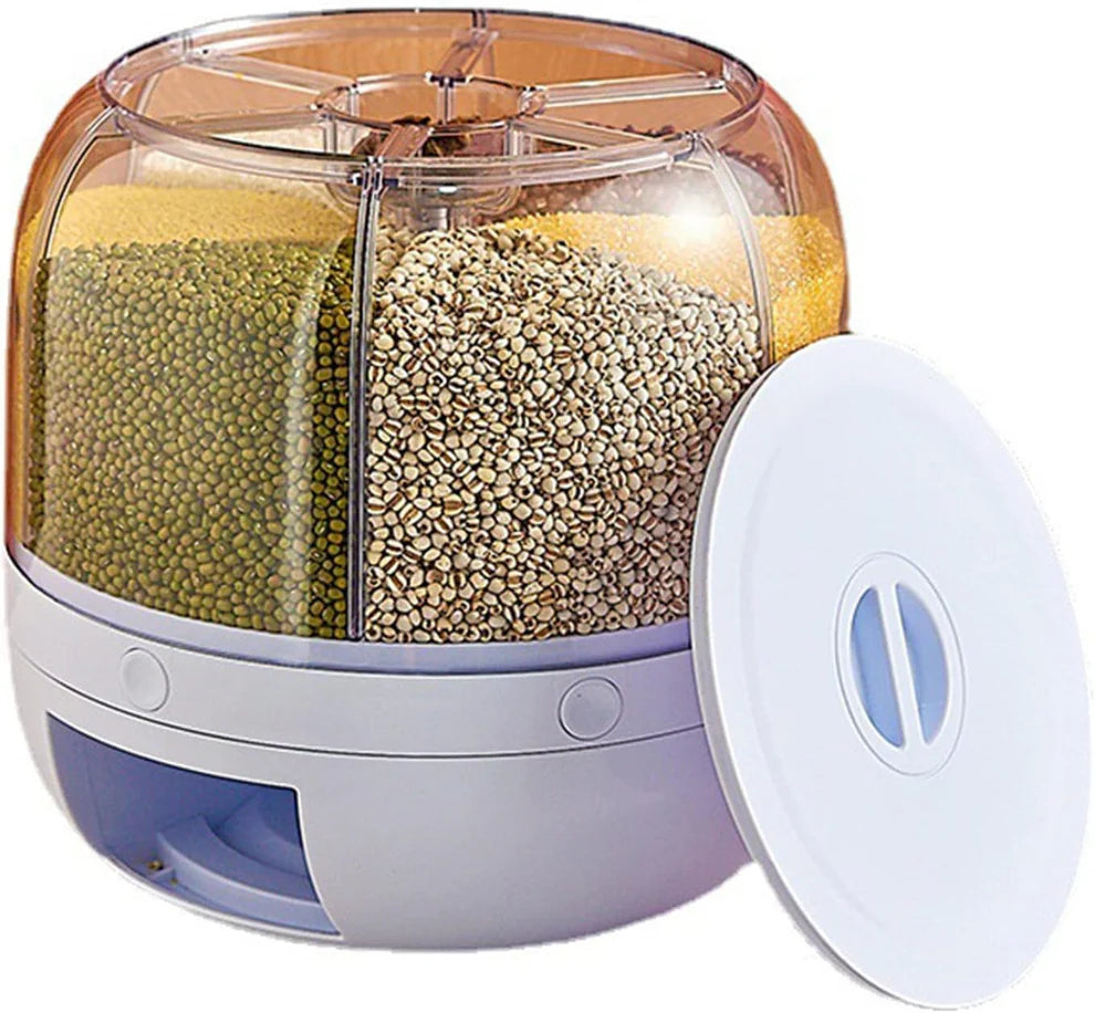 Premium 360° Rotating Kitchen Organiser with 6 Grid Dispenser