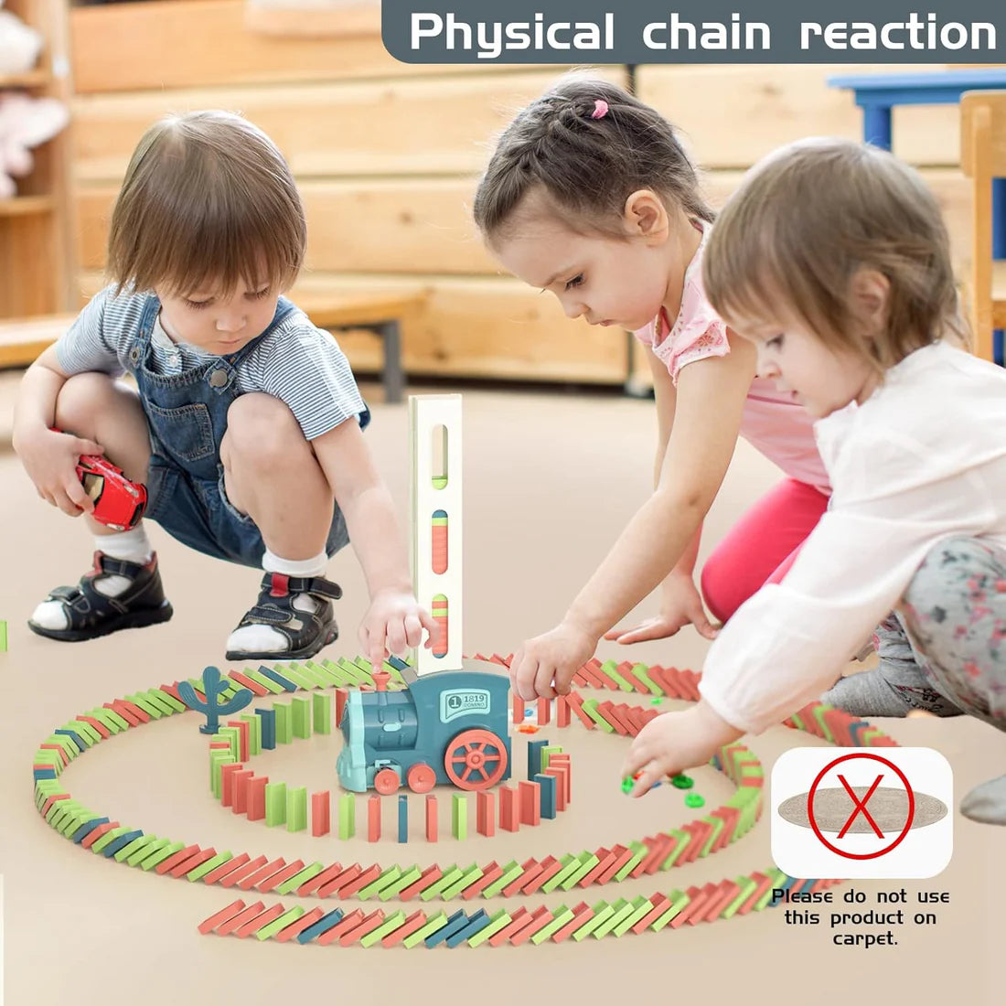 Automatic Domino Train Toy Set – Fun Learning Building Blocks Game for Kids (60 Pcs)