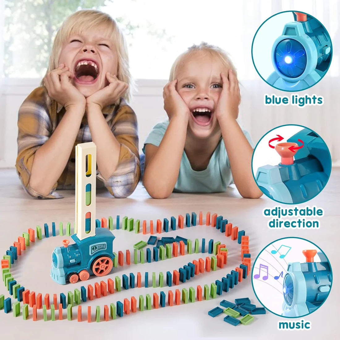 Automatic Domino Train Toy Set – Fun Learning Building Blocks Game for Kids (60 Pcs)