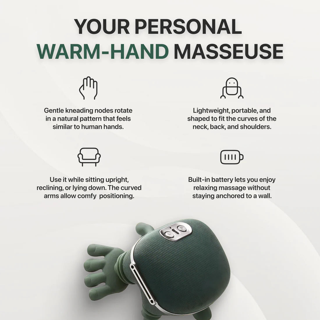 Wireless 4D Shiatsu Neck & Back Massager with Heat Therapy